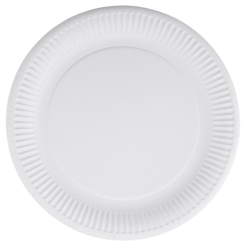 Farfurii Carton Rotunde Albe 23 cm, 50 Bucati