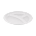 Farfurii Trestie, Biodegradabile, Compostabile, 3 Compartimente Rotunde, Albe, 26 cm, 125 buc