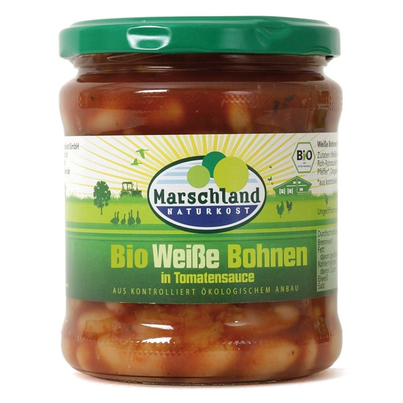 Fasole Alba BIO, in Sos de Rosii, 350 g, Marschland Naturkost