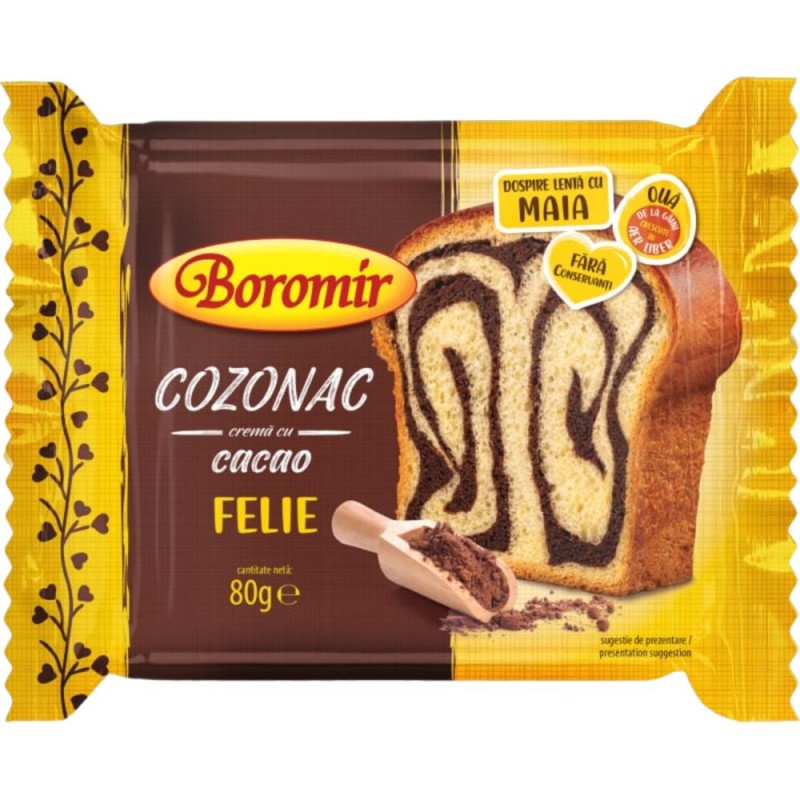 Felie de Cozonac cu Cacao Boromir, 80 g