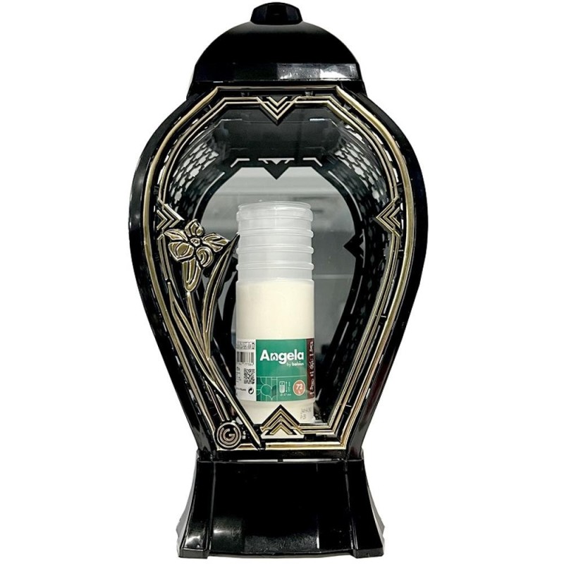 Felinar din Sticla, Model Floare, Negru, 50 Ore