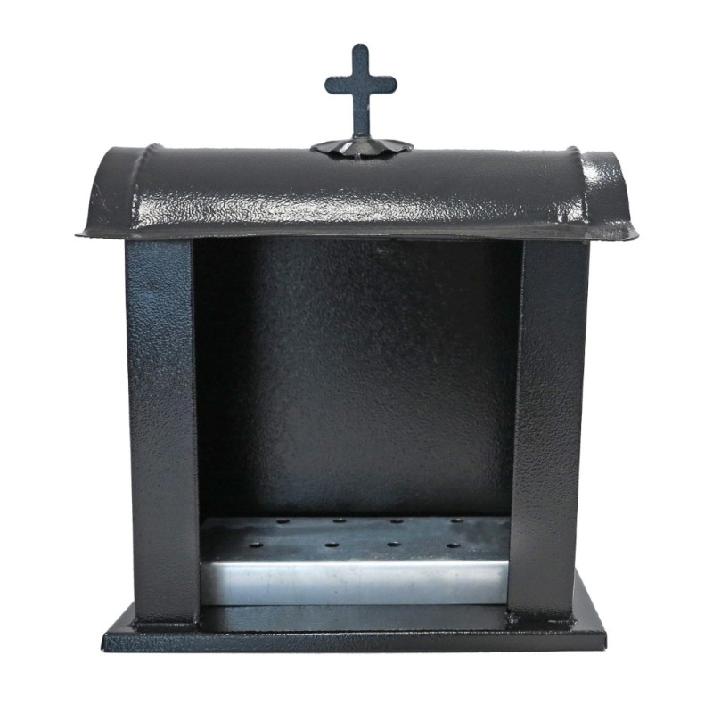 Felinar Metalic pentru Cimitir, fara Usa, Negru