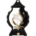 Felinar Negru din Sticla cu Floare, 29 cm