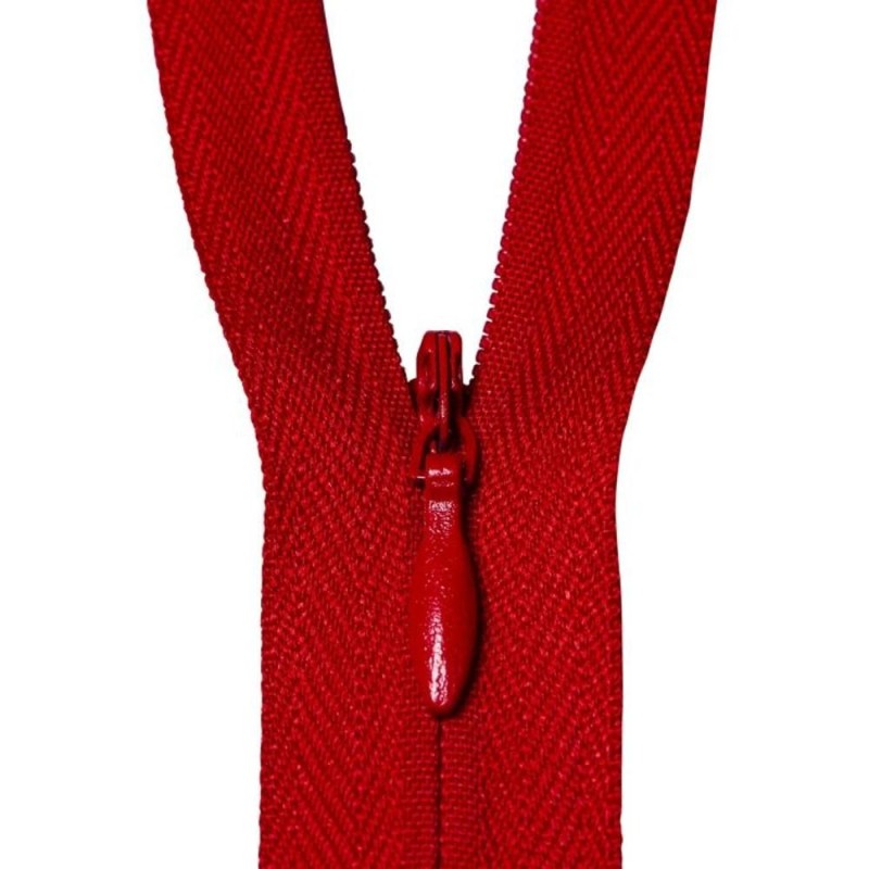 Fermoar Ascuns, Poliester, Inchidere Fina, Rosu, 50 cm