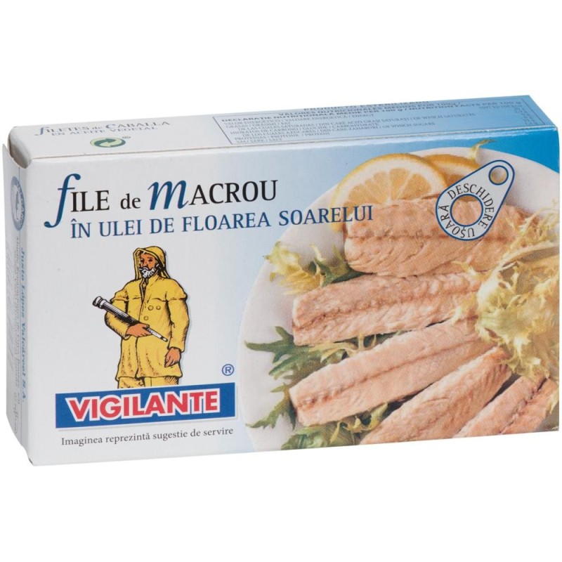 File de Macrou in Ulei de Floarea Soarelui, Vigilante, 85 g