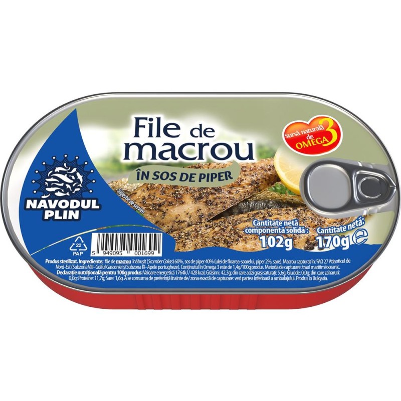 File Macrou in Sos cu Piper, Navodul Plin, 170 g