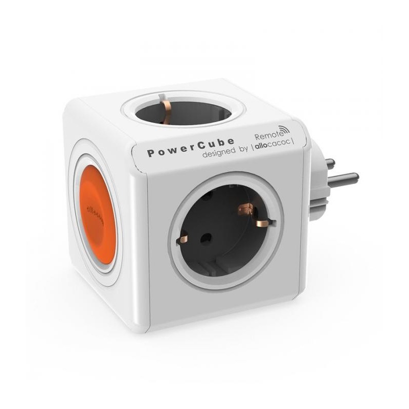 Fisa in Forma de Cub, 4 Prize Schuko cu Intrerupator, Gri, Allocacoc