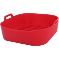 Forma Patrata pentru Copt, Rosie, Silicon Alimentar, pentru Friteuza cu Aer Cald, 15.50 x 15.50 x 5 cm, Grunberg