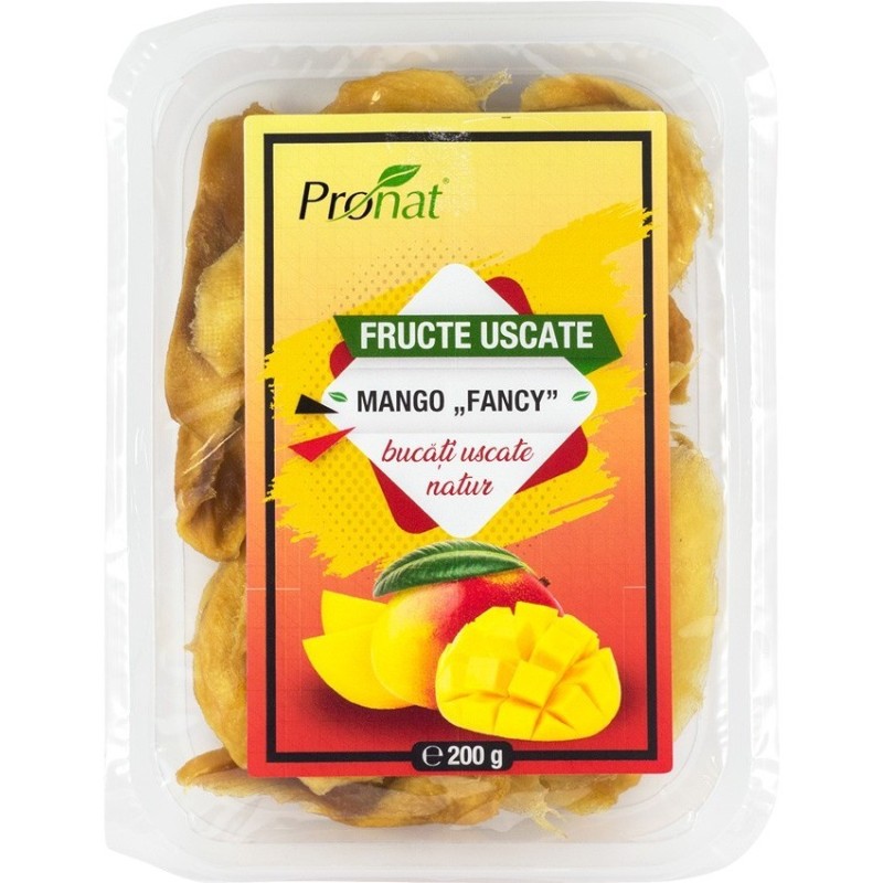 Fructe Uscate Natur, Mango Fancy, 200 g, Pronat