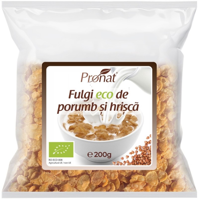 Fulgi Bio de Porumb si Hrisca, 200g