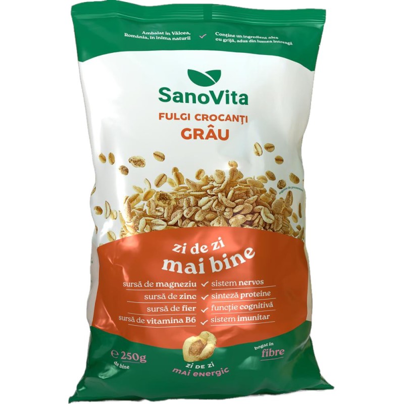 Fulgi Crocanti de Grau, Sanovita, 250 g
