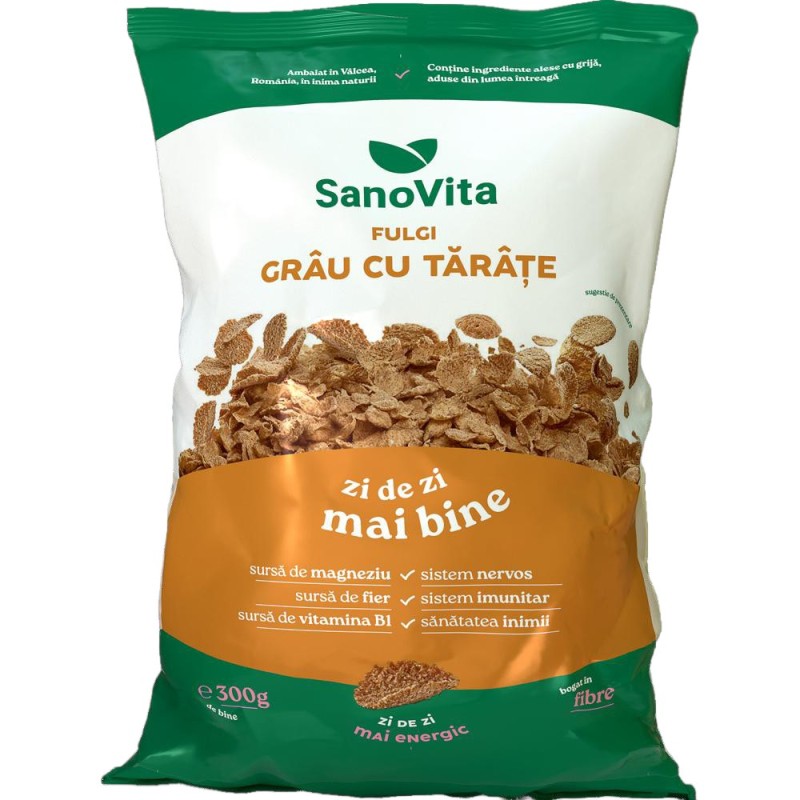 Fulgi de Grau cu Tarate, Sanovita, 300 g