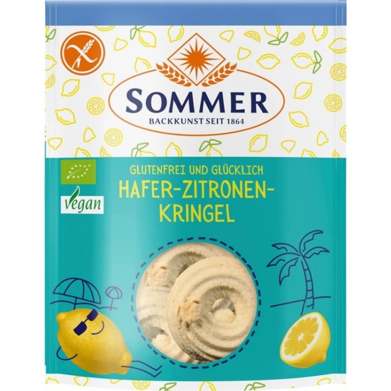 Fursecuri Bio din Ovaz, fara Gluten, cu Lamaie, 100 g, Sommer