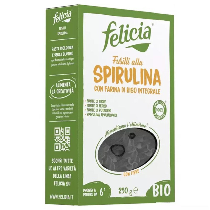 Fusilli Bio din Orez Integral cu Spirulina 250 g, Felicia