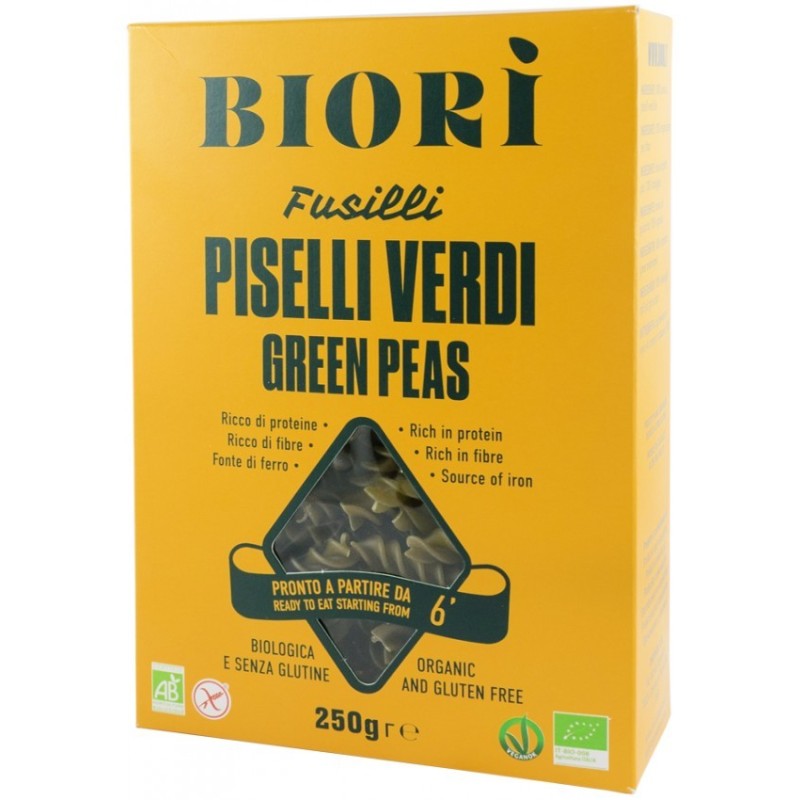Fusilli BIO, fara Gluten, din Faina de Mazare, 250 g, Biori