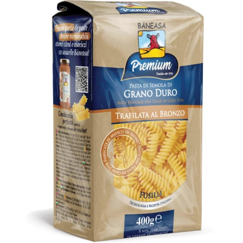 Fusilli din Grau Dur Baneasa Premium Al Bronzo, 400 g