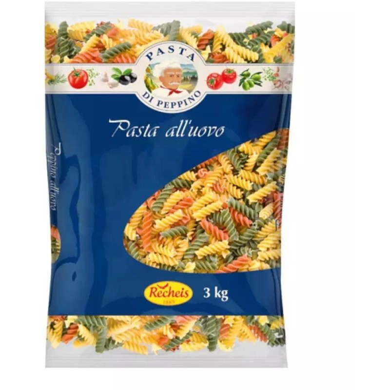 Fusilli Tricolore din Grau Dur cu Ou, 3 kg, Recheis
