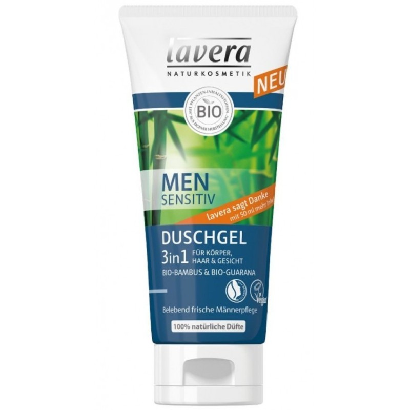 Gel de Dus 3 in 1 Men Sensitive, 200 ml, Lavera