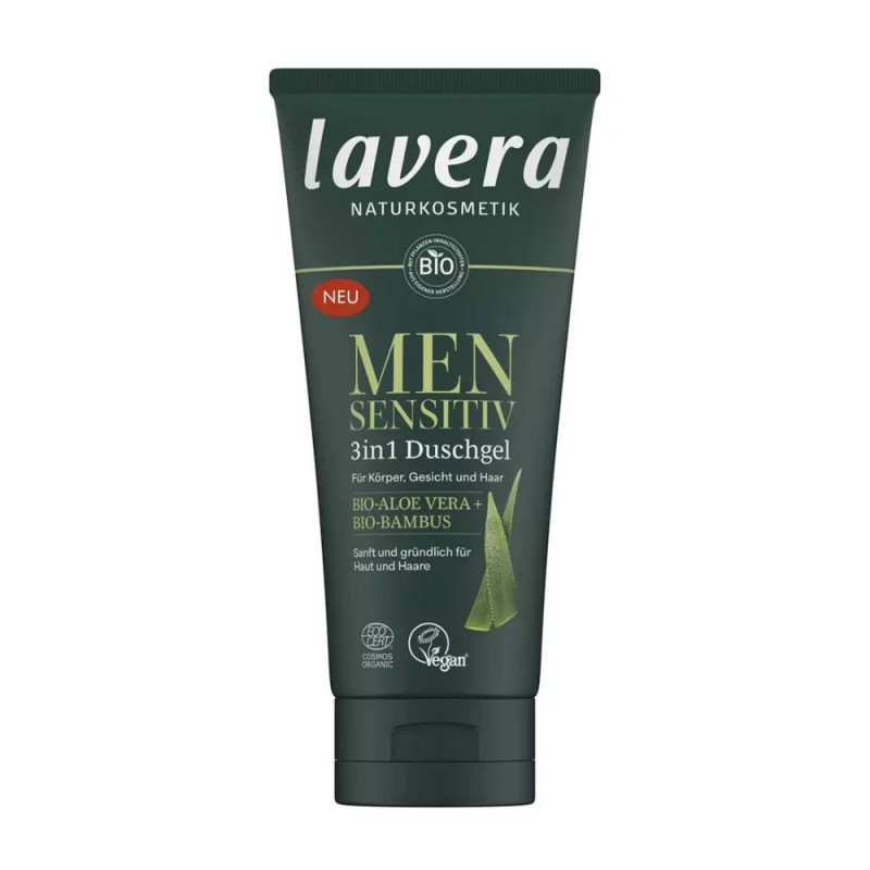 Gel de Dus Bio, Men Sensitiv 3 in 1, Lavera, 200 ml