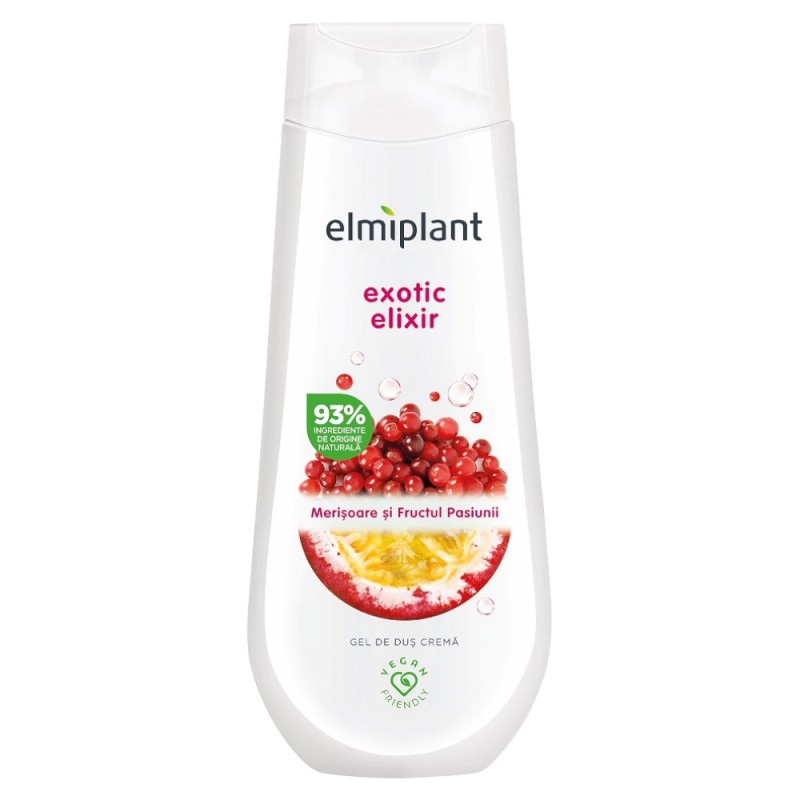 Gel de Dus Crema Elmiplant cu Merisoare si Fructul Pasiunii, 400 ml