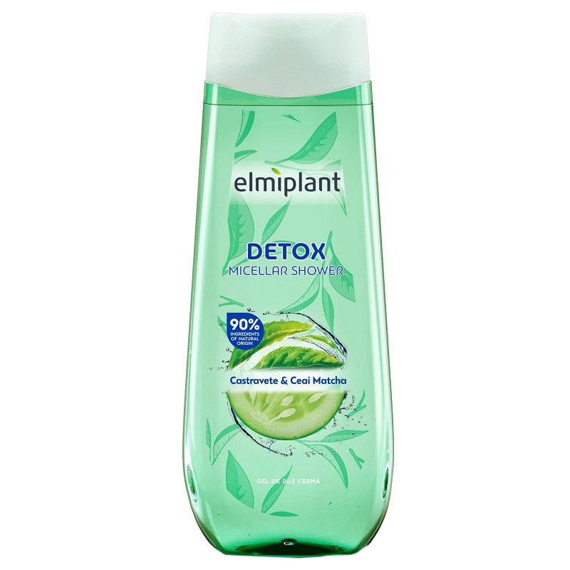 Gel de Dus Crema Elmiplant Detox Micellar cu Castravete & Ceai Matcha, 400 ml