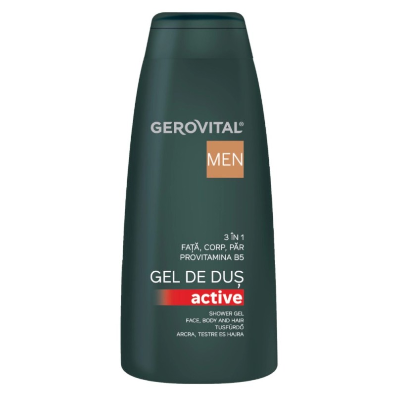 Gel de Dus Gerovital Men Active 3 in 1, pentru Barbati, 400 ml