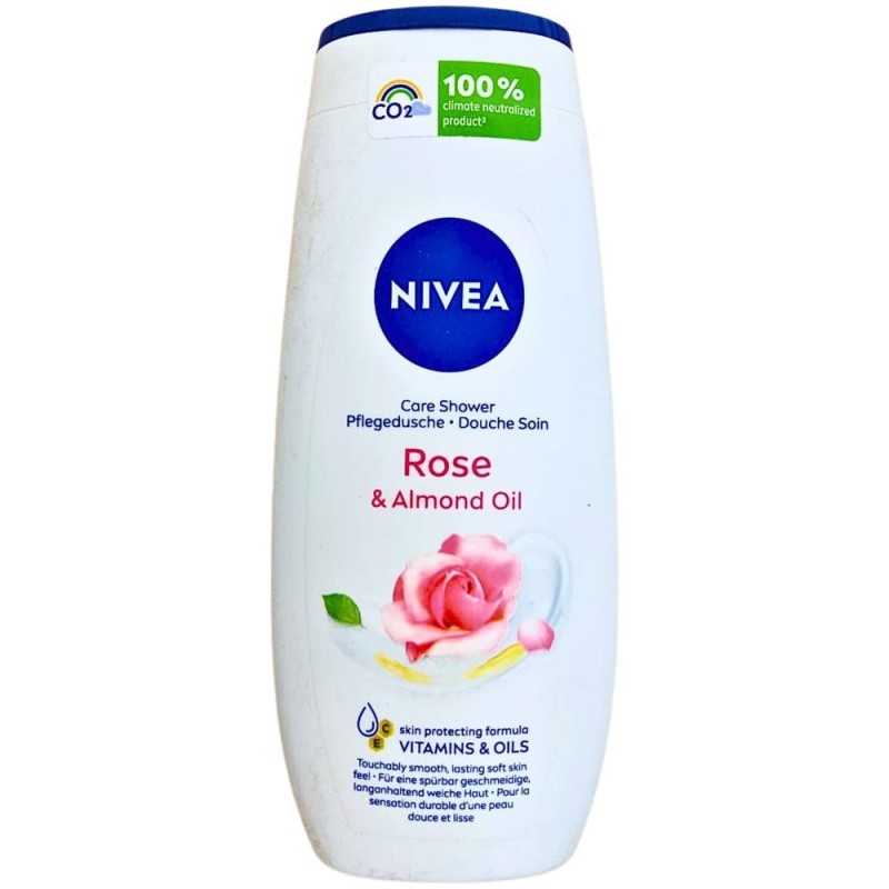 Gel de Dus Nivea Care Rose & Almond Oil, cu Trandafiri si Ulei de Migdale, 250 ml