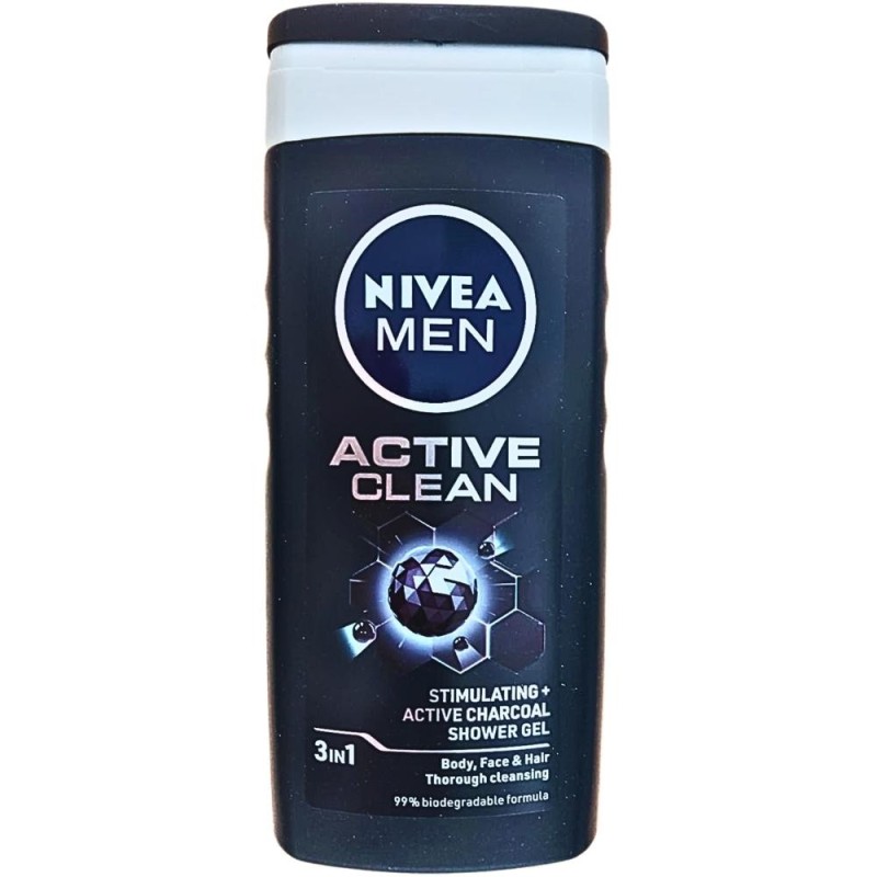 Gel de Dus Nivea Men Active Clean, cu Carbune Activ, 250 ml