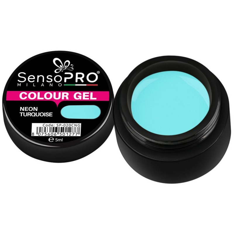Gel Uv Colorat Neon Turquoise 5 ml, SensoPRO Milano