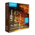 Ghirlanda Luminoasa Decorativa Modee C1010, 50 LED-uri, 0.5W, 5 m, 3 x AA, Alb Cald, Cupru