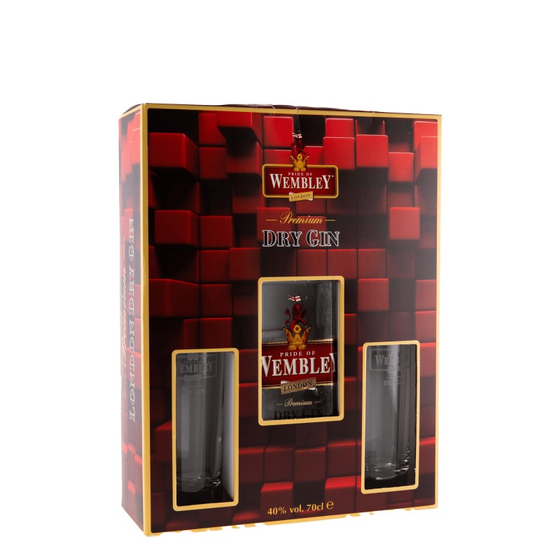 Gin Wembley London Dry, 40%, 0.7 l + 2 Pahare