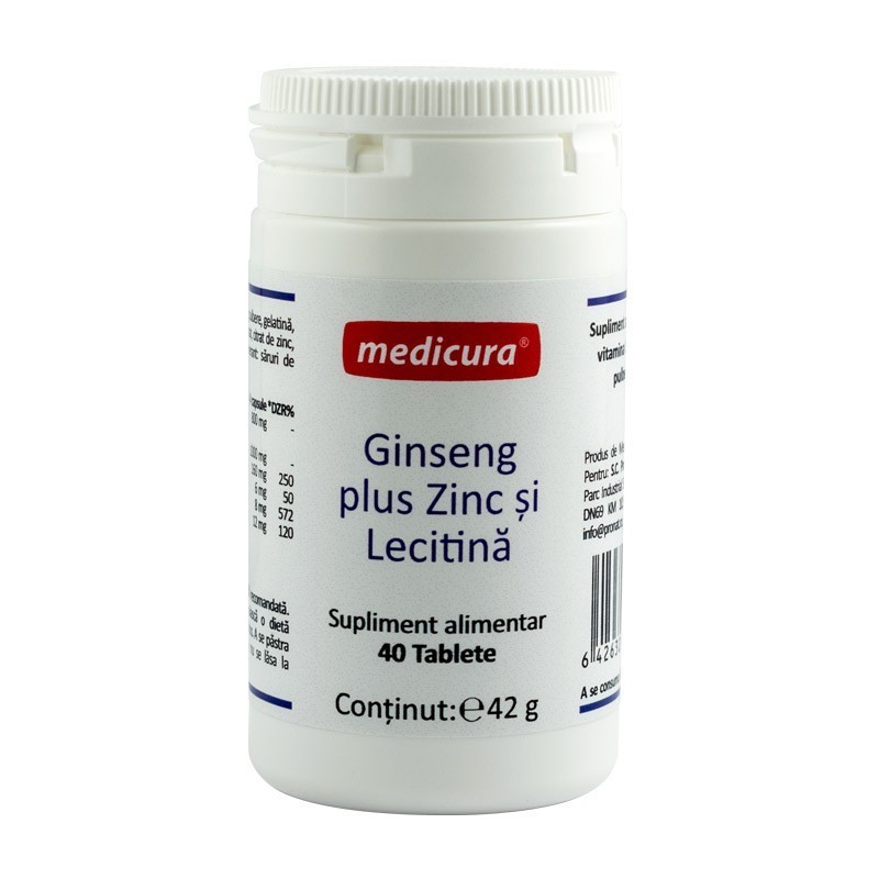 Ginseng Plus Zinc si Lecitina, 40 Tablete Medicura