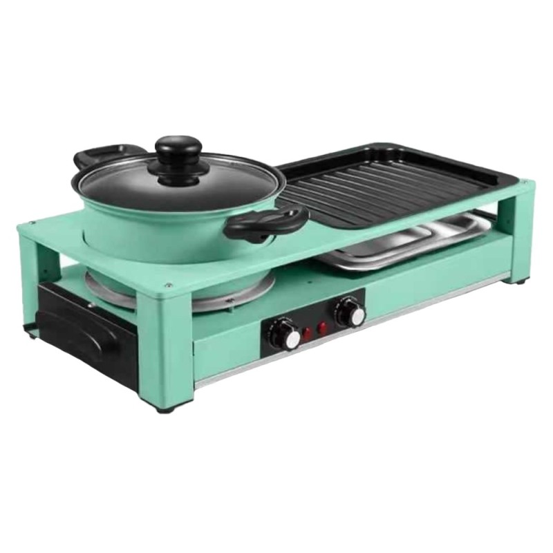Gratar Electric 2 in 1cu Grill si Oala cu Capac, 2200 W