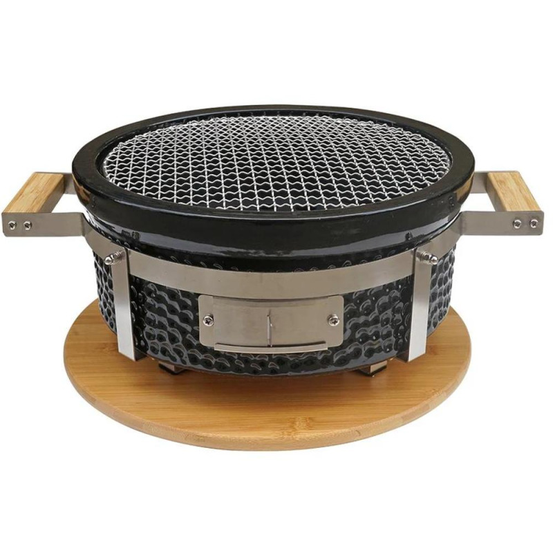 Grill Hibachi Rotund, Negru Lucios, Perfect Home