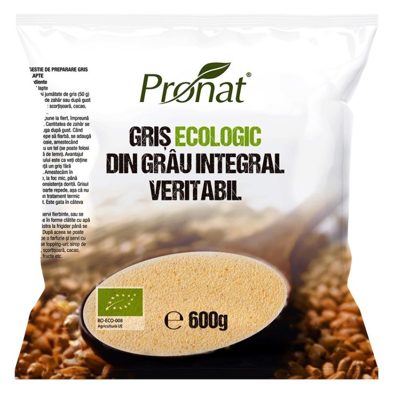 Gris BIO din Grau Integral Veritabil, 600 g, Pronat