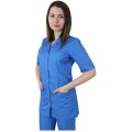 Halat Medical Dama Ana Premium, Maneca Scurta, Inchidere Nasturi, 3 Buzunare, Albastru, XS