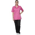 Halat Medical Dama Ana Premium, Maneca Scurta, Inchidere Nasturi, 3 Buzunare, Roz Inchis, XL