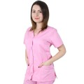 Halat Medical Dama Vera Premium, Maneca Scurta, Inchidere Capse, 3 Buzunare, Roz deschis, Marimea XS