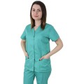 Halat Medical Dama Vera Premium, Maneca Scurta, Inchidere Capse, 3 Buzunare, Verde deschis, Marimea XS