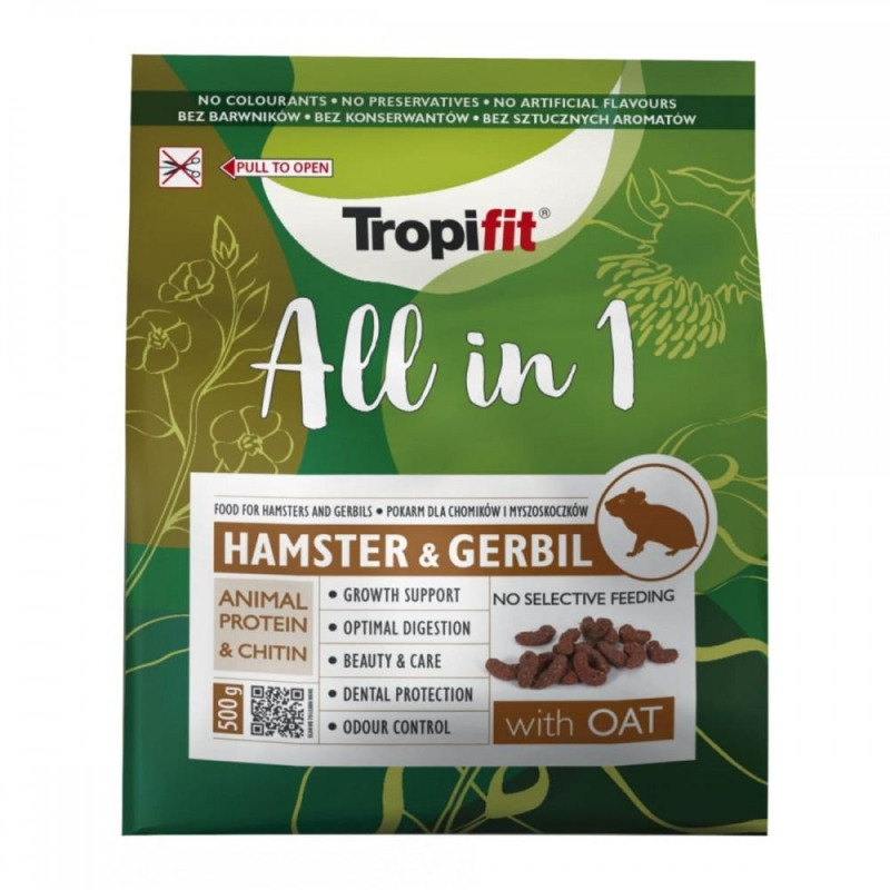 Ham pentru Animale Tropifit, All in 1 Hamster si Gerbil, 500 g