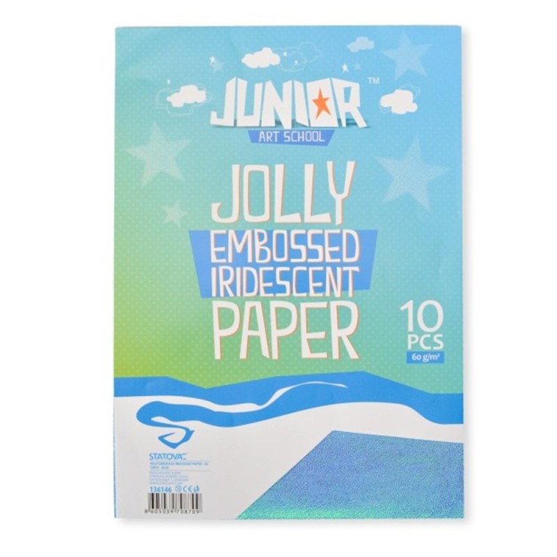 Hartie Embosata Iridiscenta, Albastra, Format A4, 10 Coli, Statovac