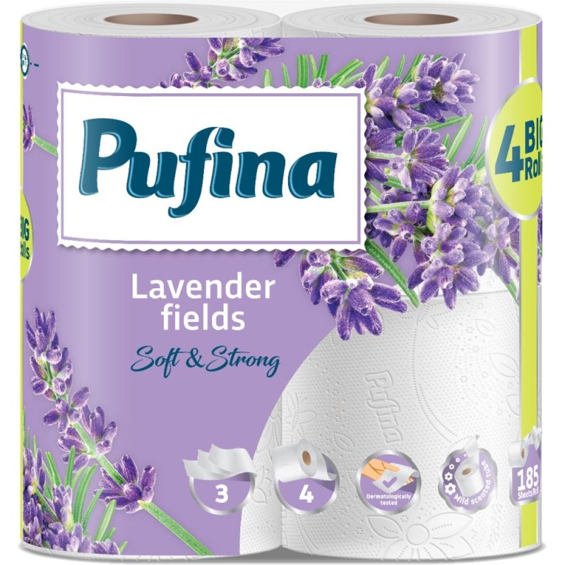 Hartie Igienica Lux, 3 Straturi, Lavanda, Pufina, 4 Role