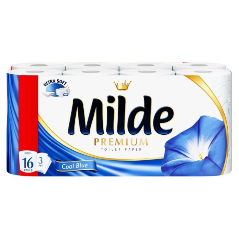 Hartie Igienica Milde Premium Cool Blue, 3 Straturi, 16 Role