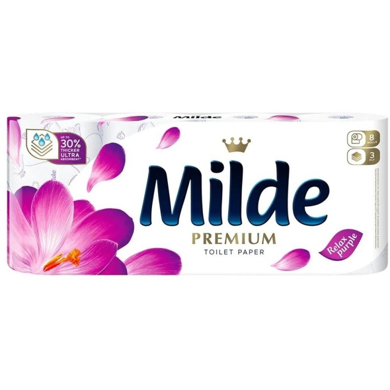 Hartie Igienica Milde Premium Relax Purple, 3 Straturi, 8 Role