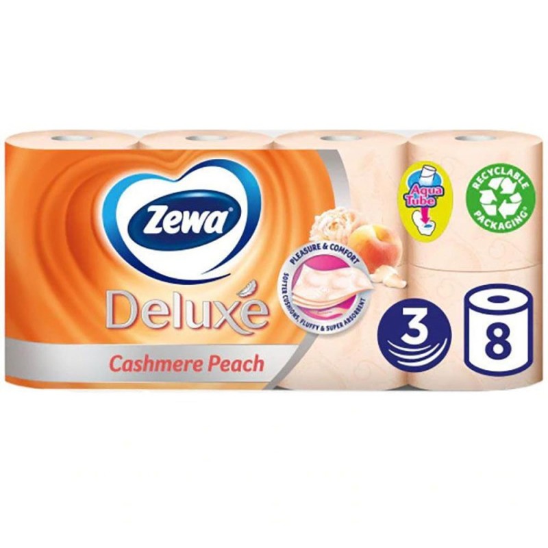 Hartie Igienica Zewa Deluxe Cashmere Peach, Piersica, 3 Straturi, 8 Role