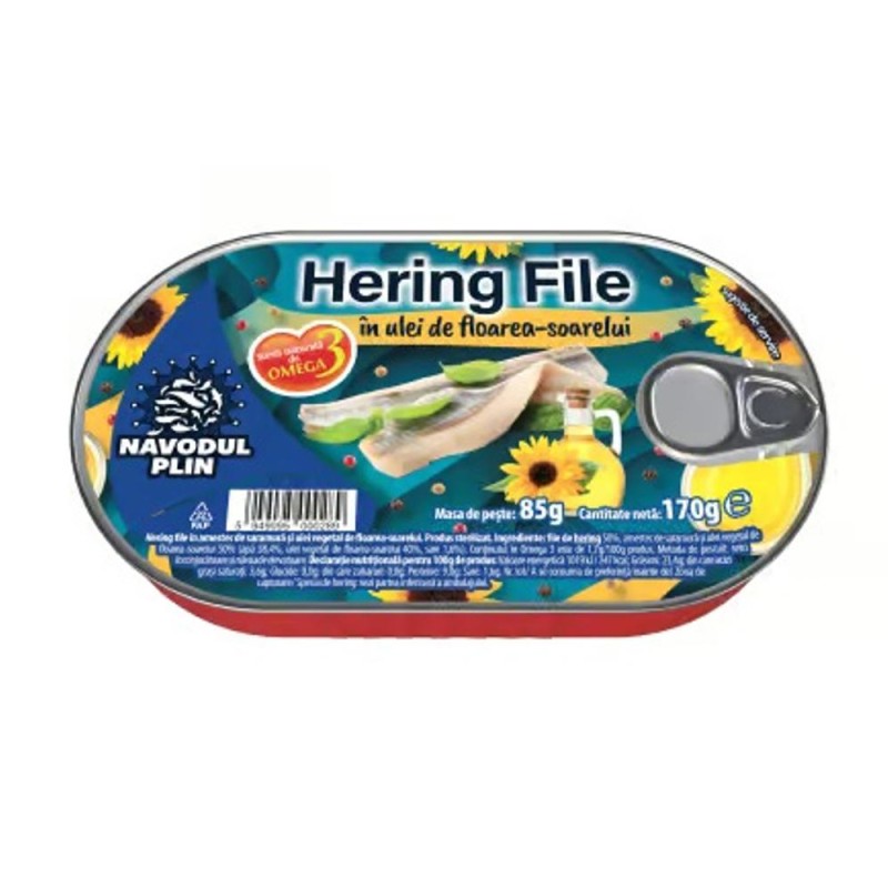 Hering File in Ulei Floarea Soarelui, Navodul Plin, 170 g