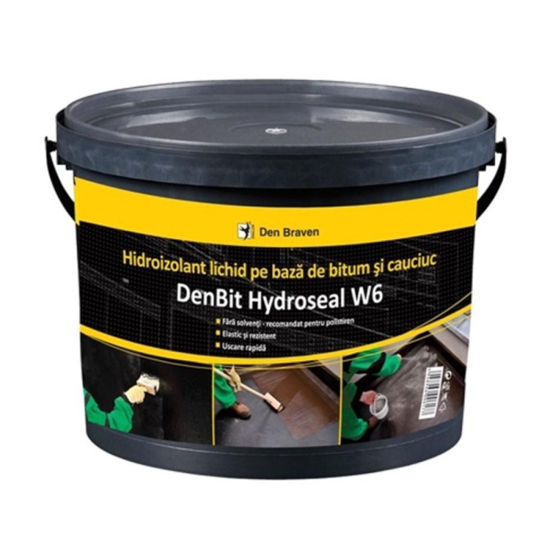 Hidroizolant Lichid, 5 kg, pe Baza de Bitum si Cauciuc, Den Braven