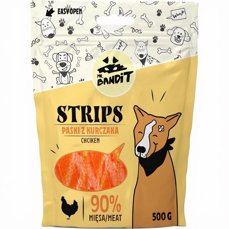 Hrana Caini Mr. Bandit Strips, Pui, 500 g