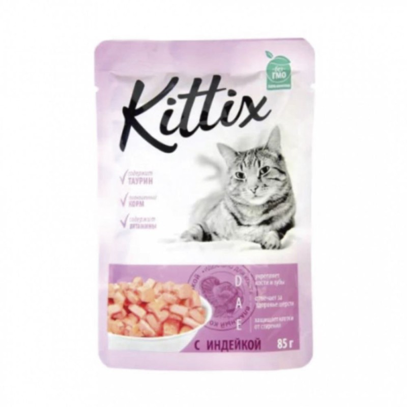 Hrana Pisici Adulte Kittix, Curcan, 24 x 85 g