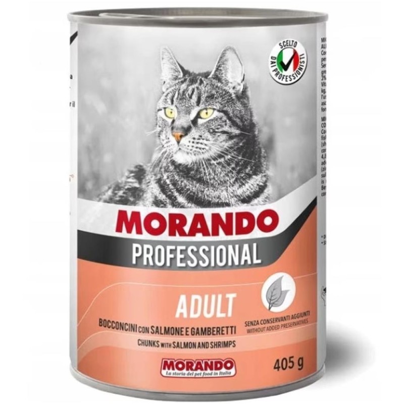 Hrana Pisici Adulte Morando Professional, Bucati cu Creveti si Somon Conserva, 405 g